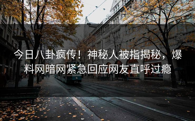 今日八卦疯传！神秘人被指揭秘，爆料网暗网紧急回应网友直呼过瘾