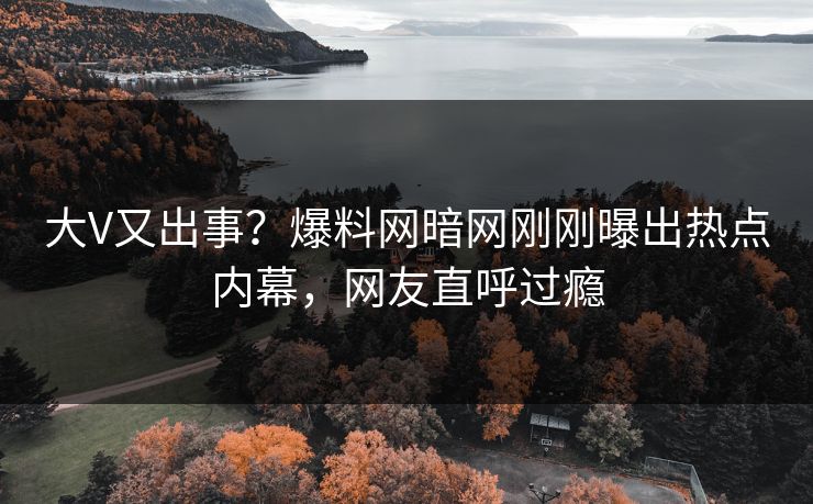 大V又出事？爆料网暗网刚刚曝出热点内幕，网友直呼过瘾