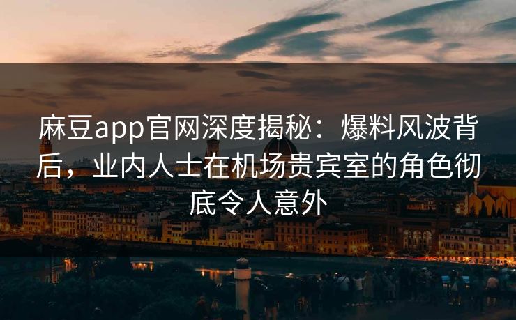 麻豆app官网深度揭秘：爆料风波背后，业内人士在机场贵宾室的角色彻底令人意外