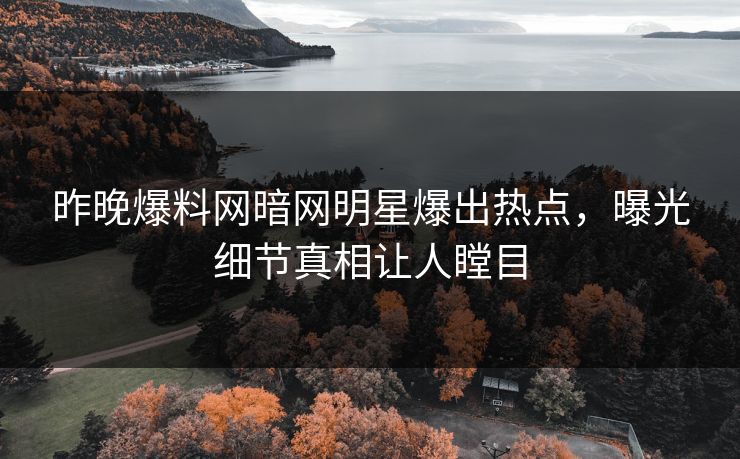 昨晚爆料网暗网明星爆出热点，曝光细节真相让人瞠目