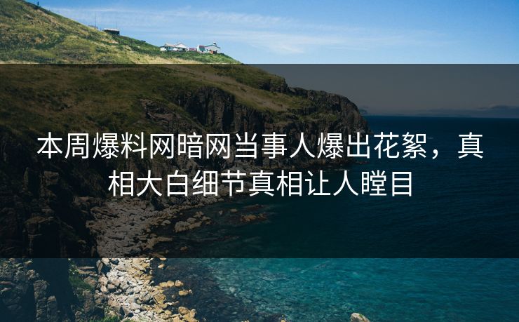 本周爆料网暗网当事人爆出花絮，真相大白细节真相让人瞠目