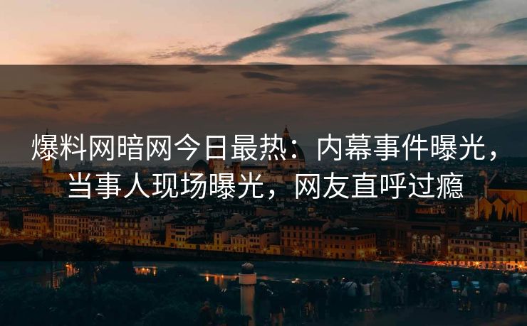 爆料网暗网今日最热：内幕事件曝光，当事人现场曝光，网友直呼过瘾