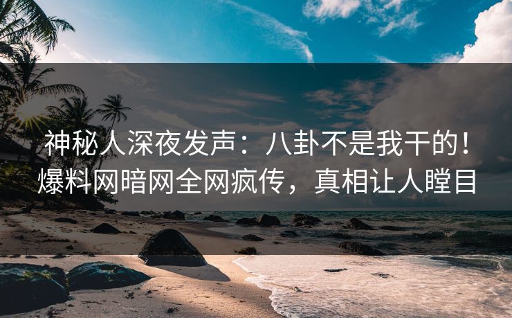 神秘人深夜发声：八卦不是我干的！爆料网暗网全网疯传，真相让人瞠目