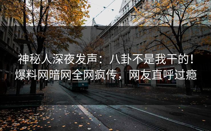 神秘人深夜发声：八卦不是我干的！爆料网暗网全网疯传，网友直呼过瘾