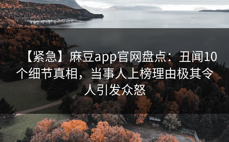 【紧急】麻豆app官网盘点：丑闻10个细节真相，当事人上榜理由极其令人引发众怒