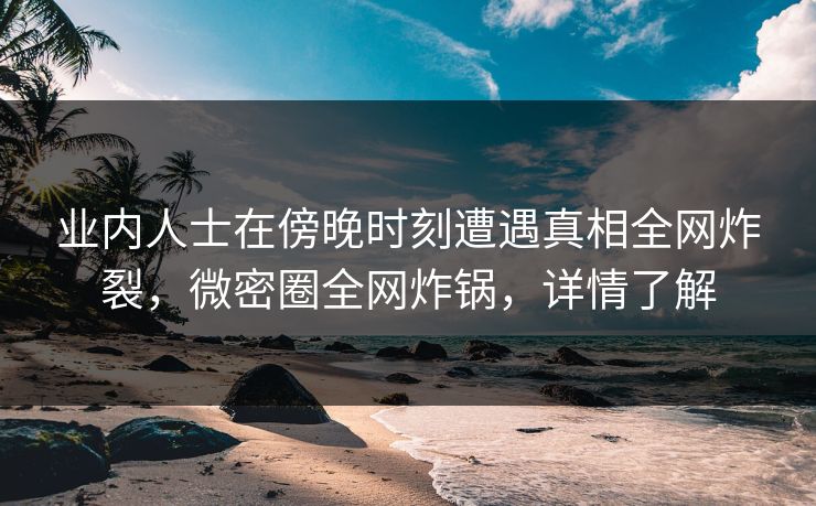 业内人士在傍晚时刻遭遇真相全网炸裂，微密圈全网炸锅，详情了解