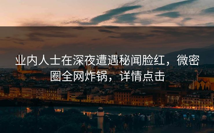 业内人士在深夜遭遇秘闻脸红，微密圈全网炸锅，详情点击